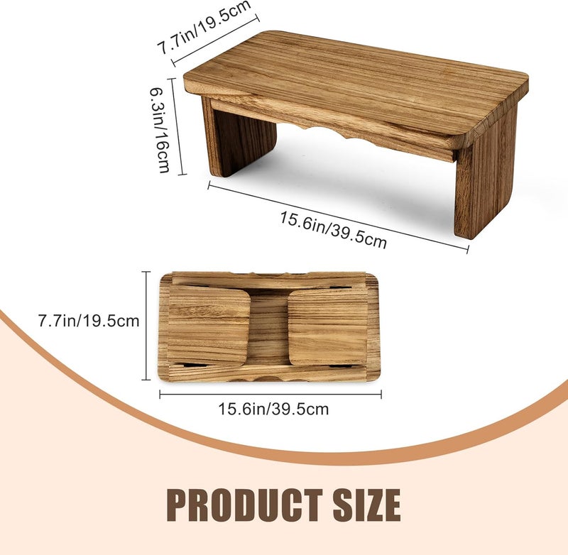Elfzone Wooden Step Stool - 9'' One Step Stool for Adults, Wooden Beside Step, Heavy Duty/Portable/Nonslip/Durable Construction Safe Step for Bedroom/Kitchen (Dark Wood) - Image 3